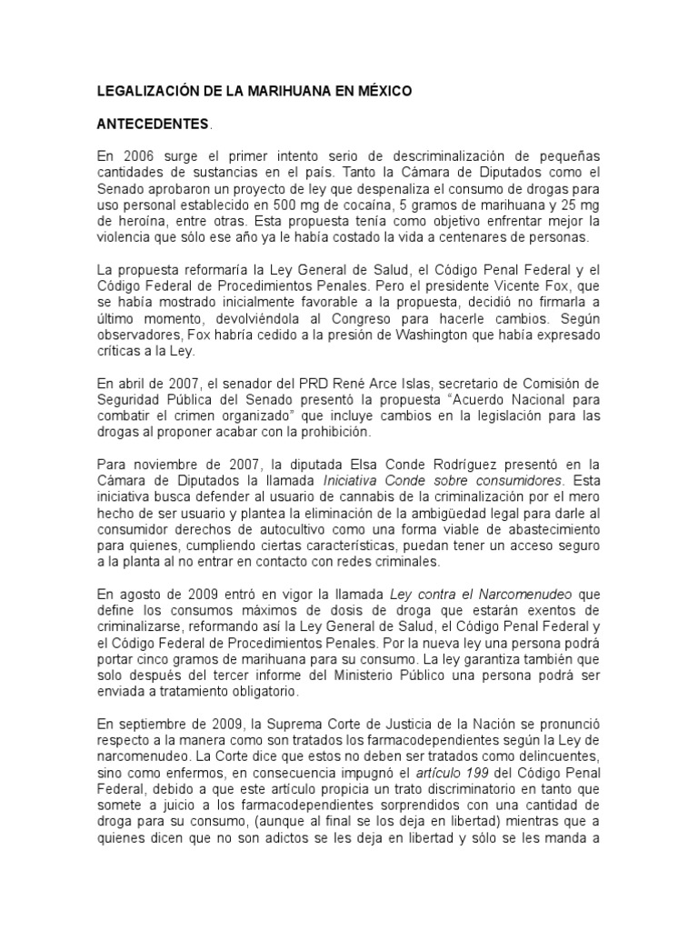 Legalización de la Marihuana en México | PDF | Legalidad del cannabis ...
