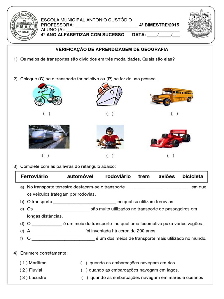 Avaliação de geografia