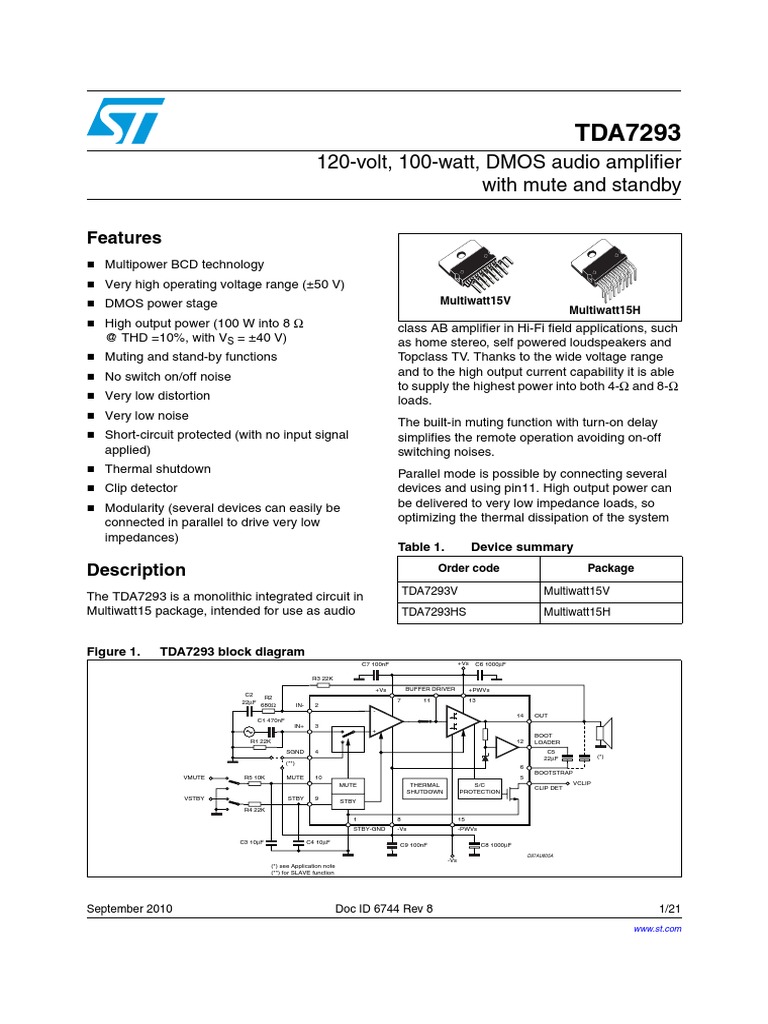 Tda 7293 | Amplifier | Electronic Circuits