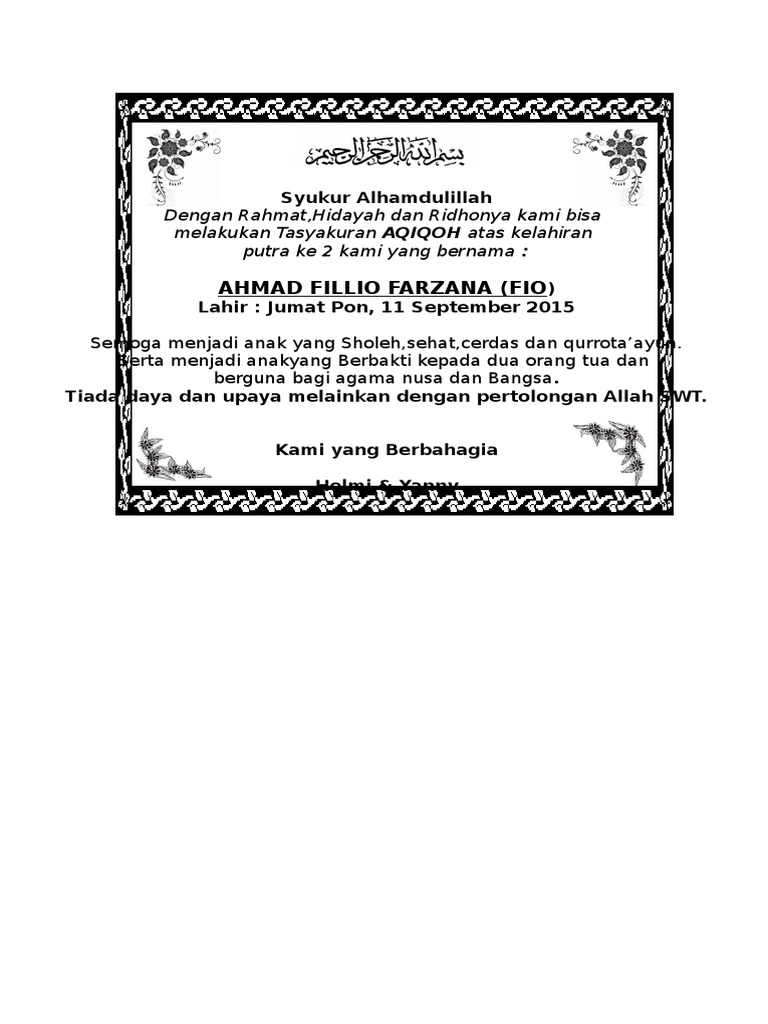 Contoh Surat Undangan Tahlil 40, 100, 1000 Hari (Haul) | PDF