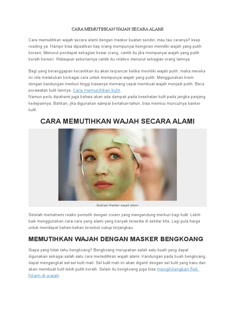 Cara Memutihkan Wajah Secara Alami