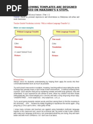 Vocabulary Activity Sheet