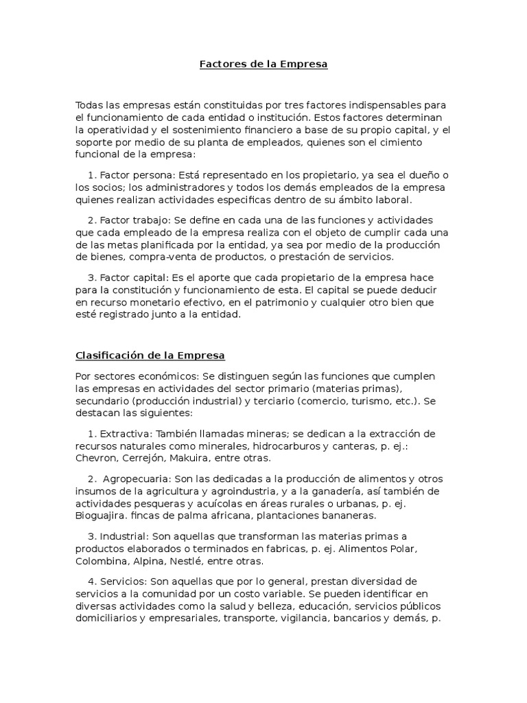 Factores Clave en la Empresa | PDF | Compañía de responsabilidad ...