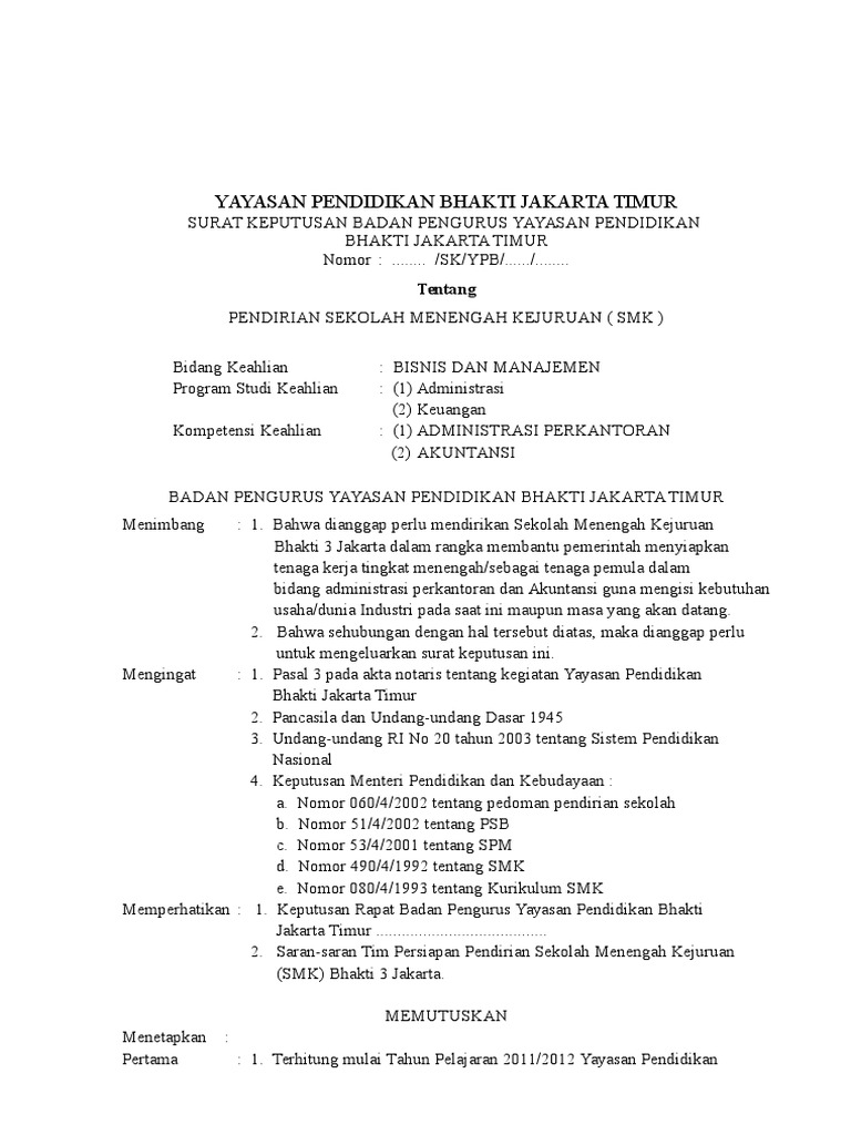 Copyn Proposal Studi Kelayakan Pendirian SMK Bhakti3