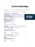 Pima Unofficial Transcript