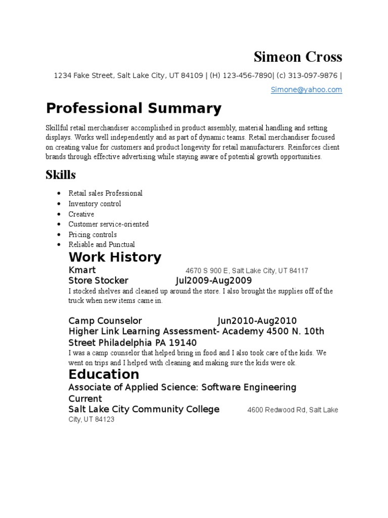 Retail Merchandiser Resume Overview | PDF