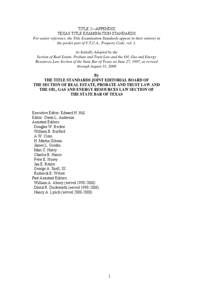Texas Title Exam Standards PDF Foreclosure Bankruptcy In The