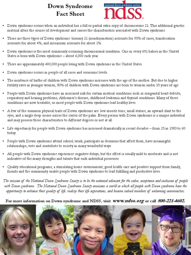 ndss fact sheet 2015 Down Syndrome Diseases And Disorders