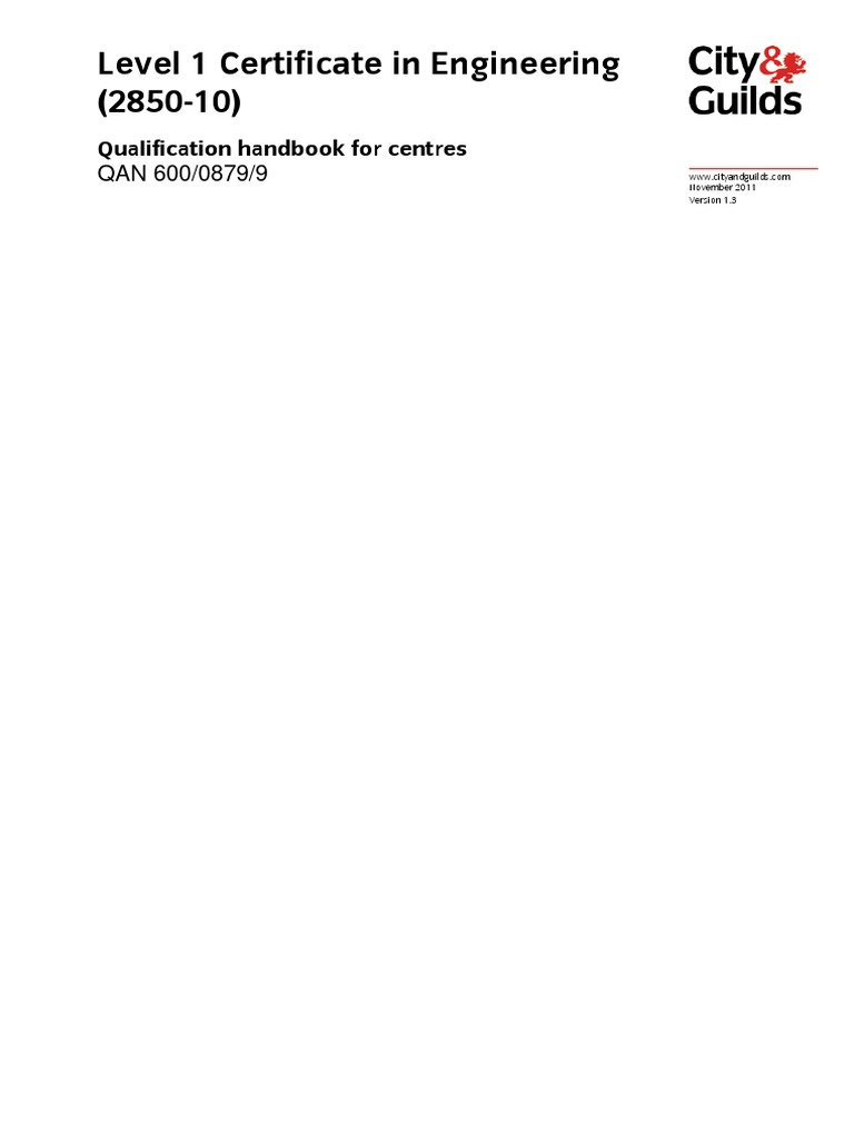 City And Guilds Level 1 Certificate In Engineering Download Free Pdf
