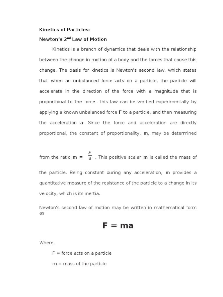 Newton's Second Law Explained | PDF | Newton's Laws Of Motion | Force