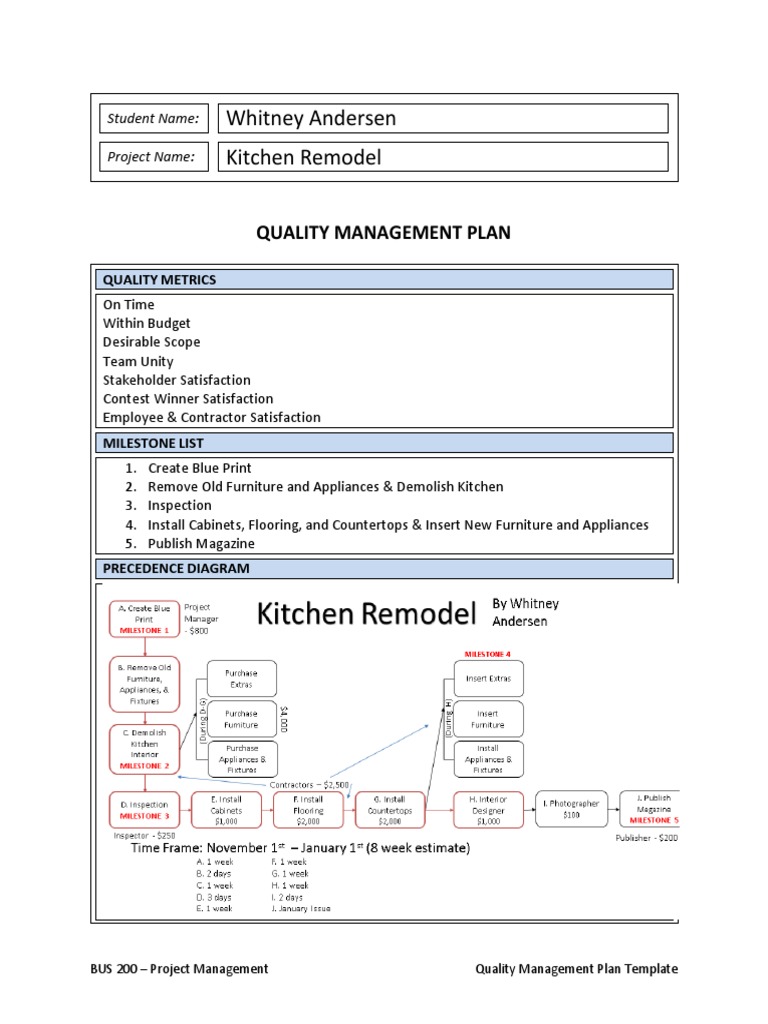 Quality Management Plan Template | PDF