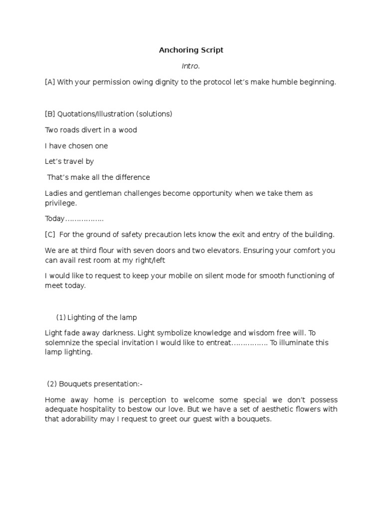 Anchoring Script Pdf