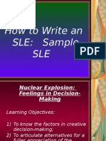 How To Write An SLE: Sample SLE