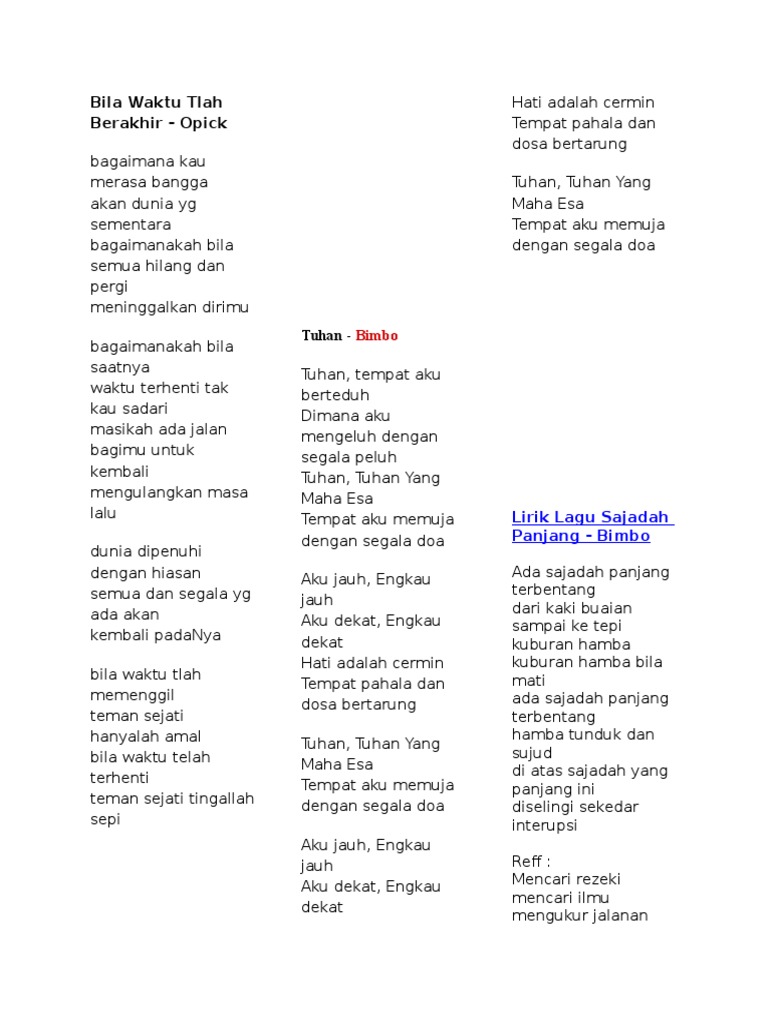 Lirik Lagu Bila Terdengar Suara Azan Berbagai Suara