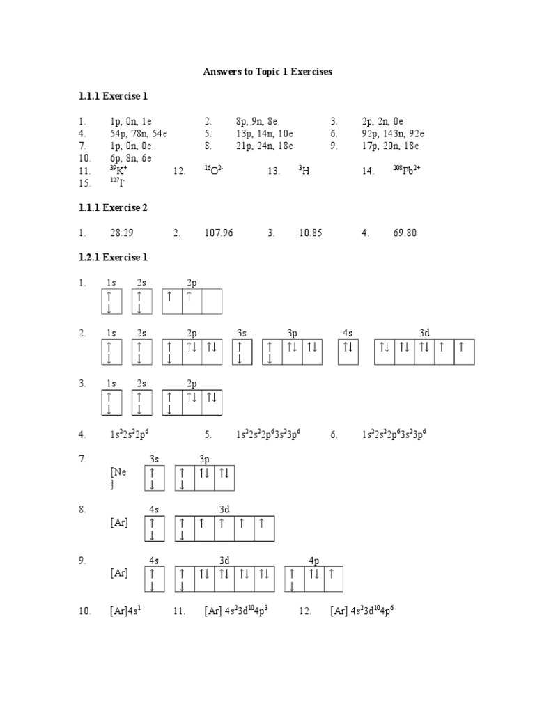 Topic 1 Exercise Answers | PDF | Teaching Methods & Materials | Science ...