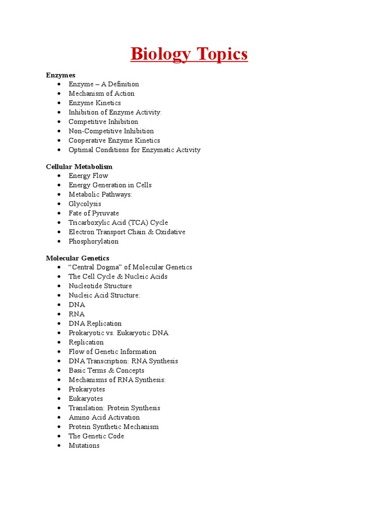 Biology Topics: Enzymes | PDF