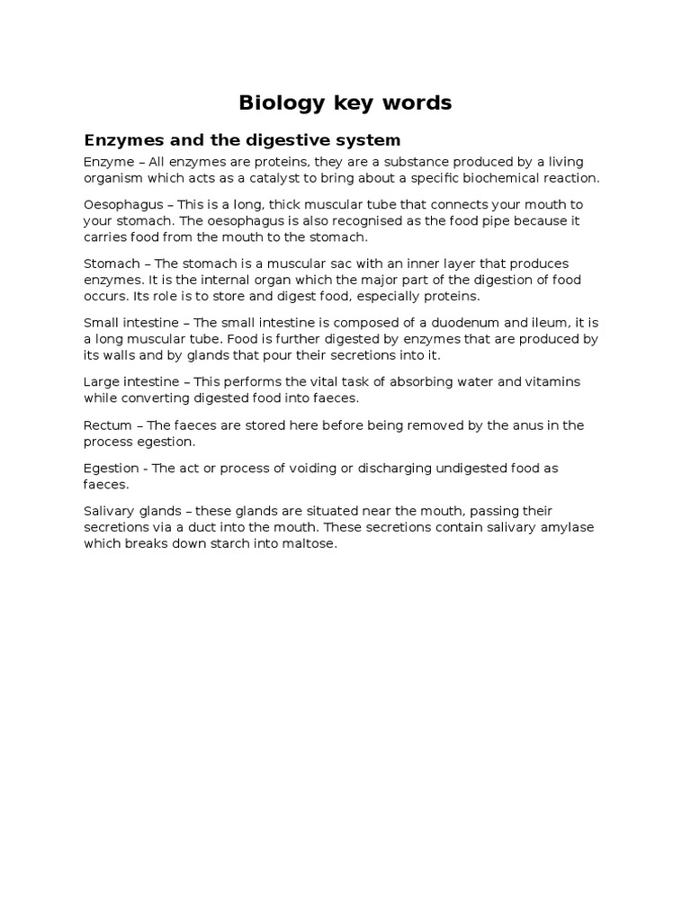 AQA AS Biology Key Words | PDF