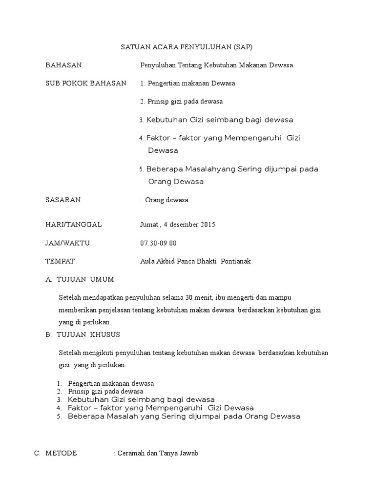 Gizi Untuk Org Dewasa Sap