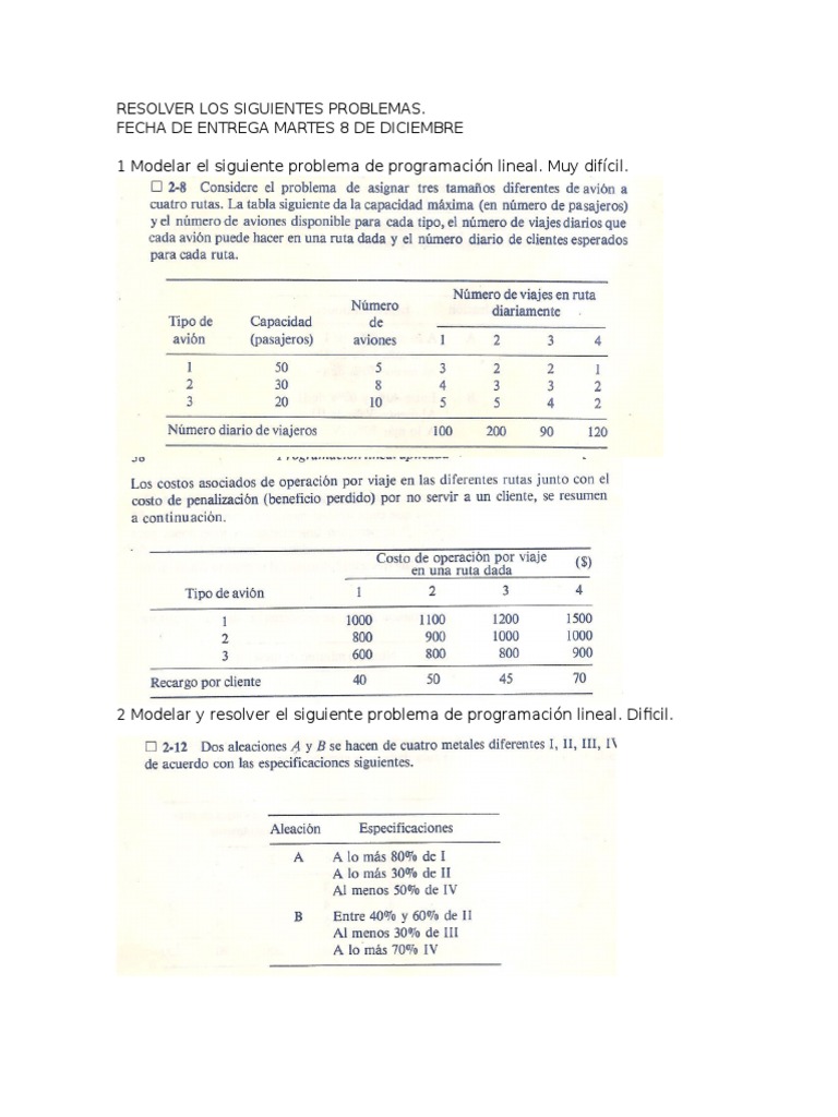Problemas de Programación Lineal y Transporte | PDF | Programación ...