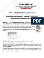 News Release: Riverside Police Department Releases Thanksgiving Enforcement Mobilization Numbers