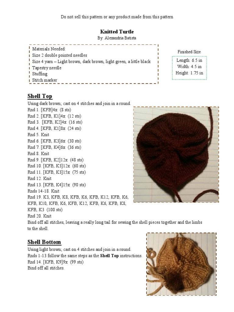 Knitted Turtle Toy Pattern | PDF | Knitting | Folk Art