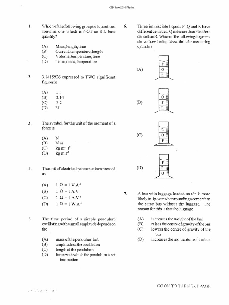 Physics Paper 1 2010
