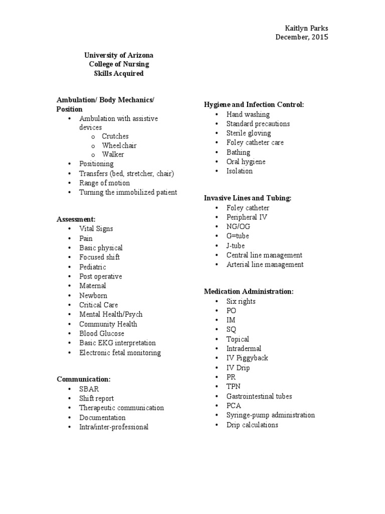 Clinical Nursing Skills Overview | PDF | Self-Improvement | Wellness