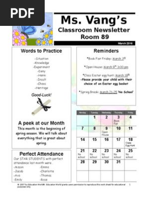 classroom newsletter 