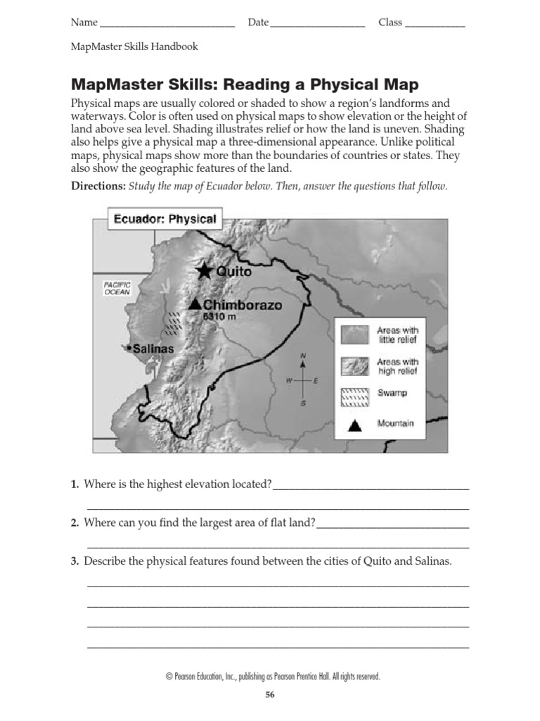 Reading A Physical Map | PDF | Travel | Foreign Language Studies