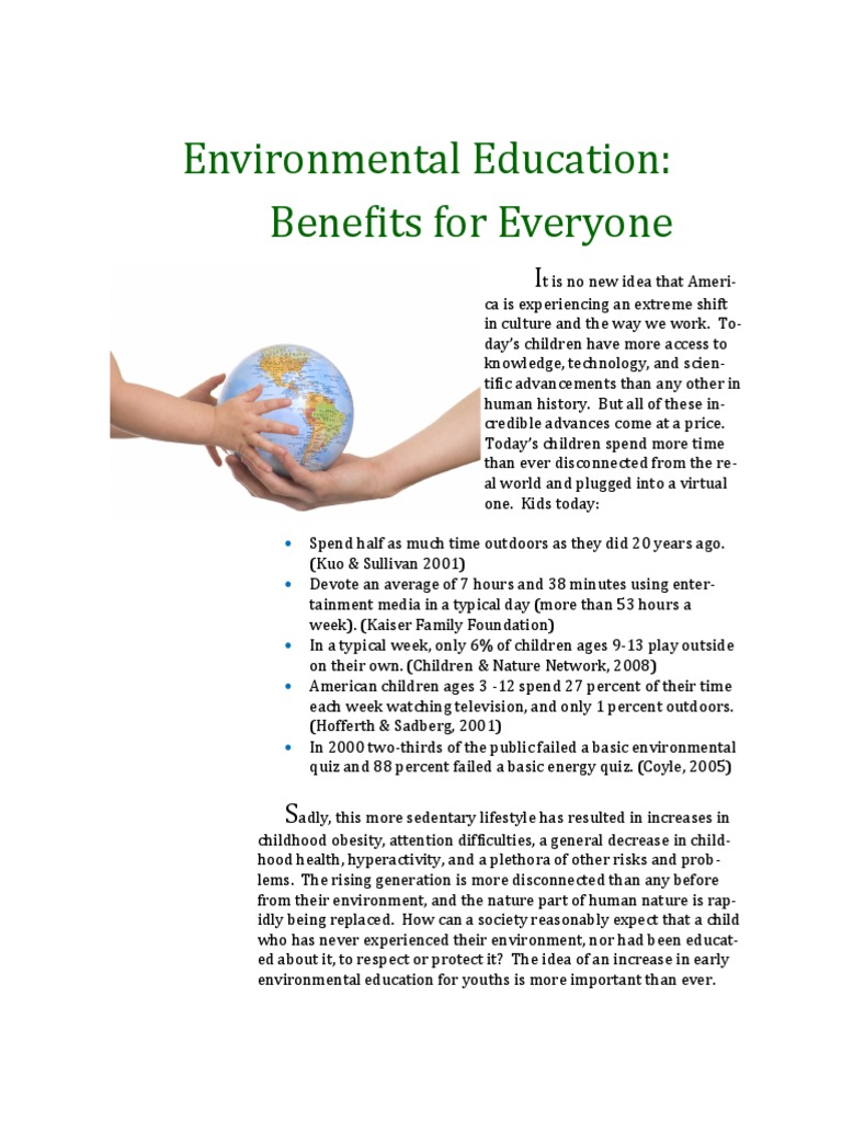 Importance of Environmental Education for Kids | PDF | Critical ...