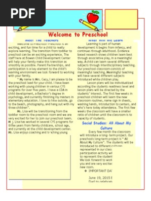 3-4 preschool newsletter