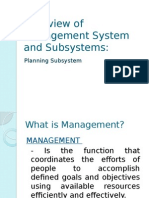 Overview of Management System and Subsystems