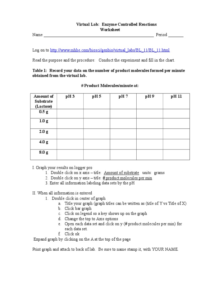 Enzyme And Ph Simulation Worksheet Pdf Enzyme Chemical Reactions