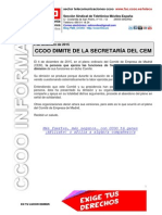 2015 12 04 Comunicado Ccoo Dimision Cem