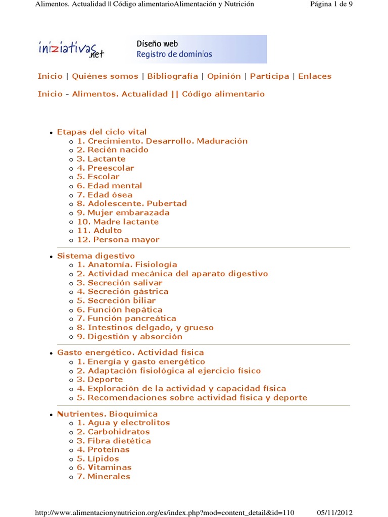 Codigo Alimentario (normas) Alimentos Nutrición