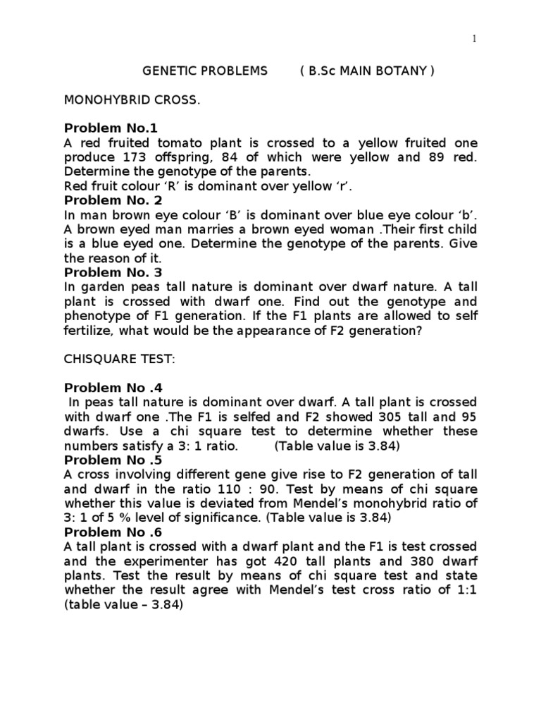 Genetic Problems in Heredity Analysis | PDF | Genetic Linkage ...
