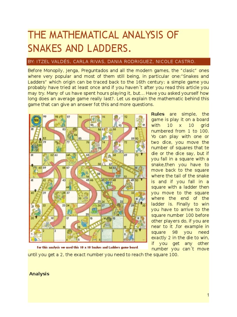 The Mathematical Analysis of Snakes and Ladders Markov Chain