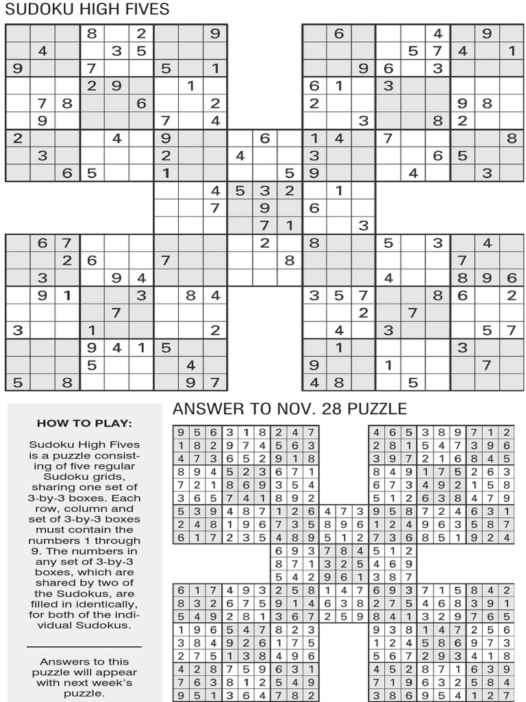printable sudoku high five dec 7