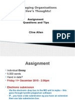 Managing Organisations Clive's Thoughts!: Assignment Questions and Tips