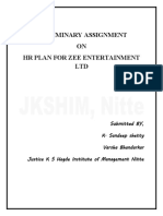 Preliminary Assignment ON HR Plan For Zee Entertainment LTD