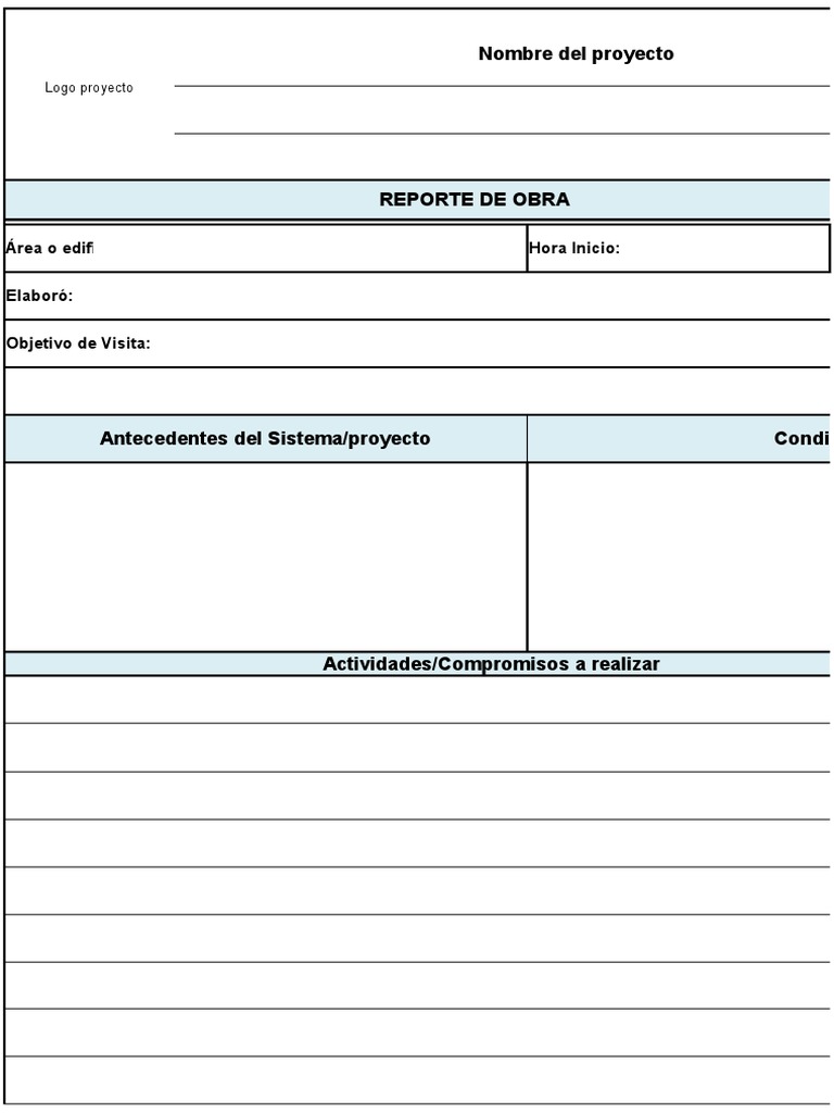 Formato de Reporte de Avance de Obra | PDF