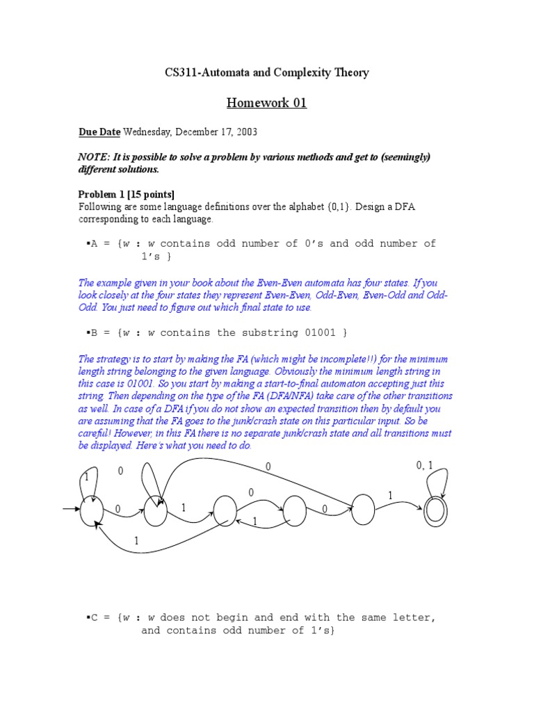 Automata Homework Solutions and Proofs | PDF | Automata Theory ...