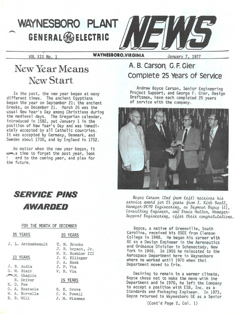 bibian GE Waynesboro Plant News (1977) | PDF | Social Security