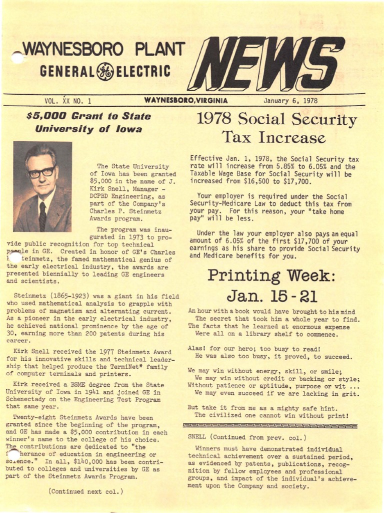 GE Waynesboro Plant News (1978) PDF Social Security (United States) Coal bild