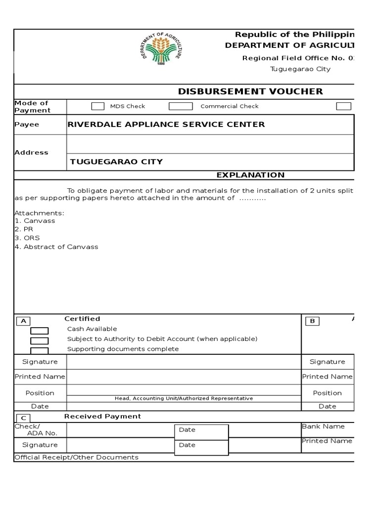 ORS FORM Cheque Payments