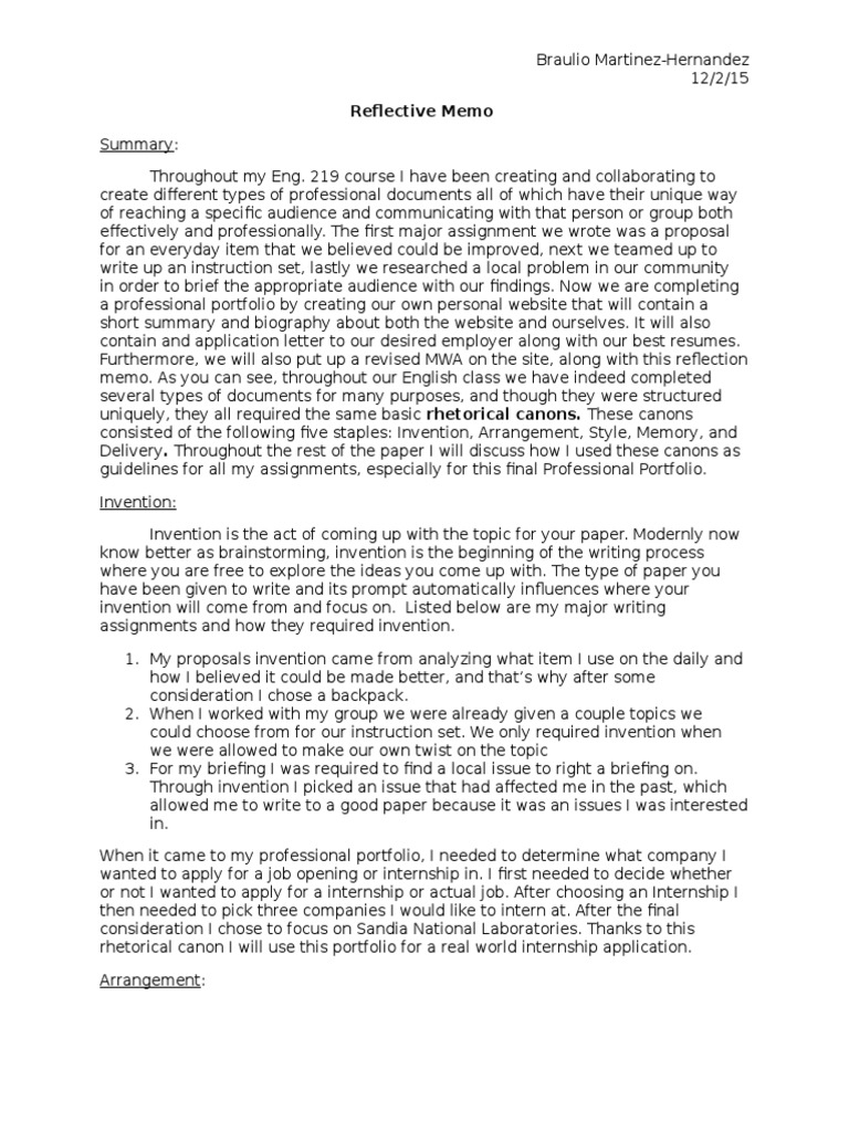 How to write a reflective memo image