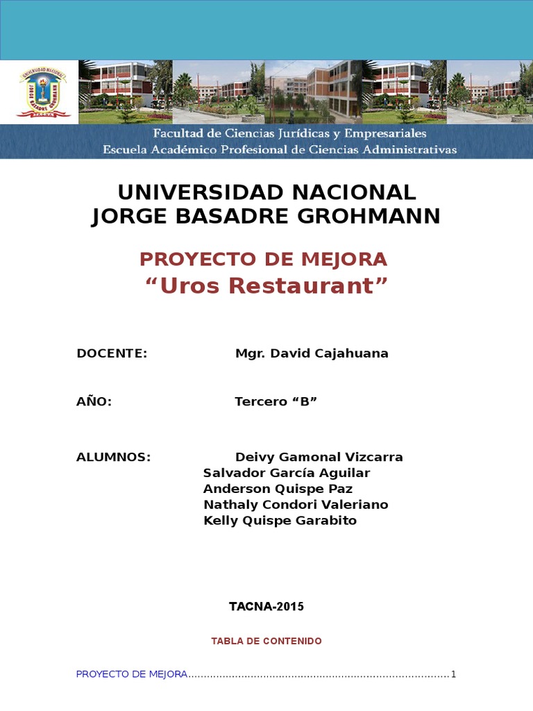 UROS RESTAURANT Reparado PDF Marketing Calidad