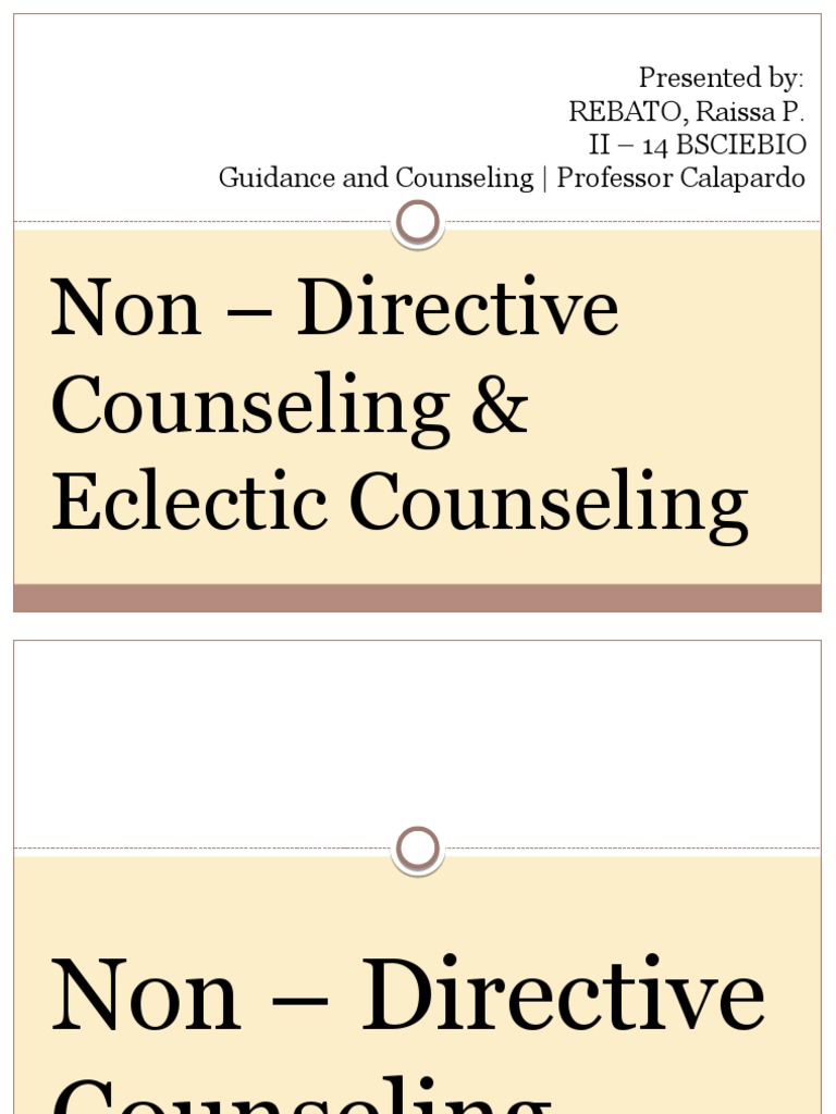 Non Directive and Eclectic Counseling PDF Feeling School Counselor
