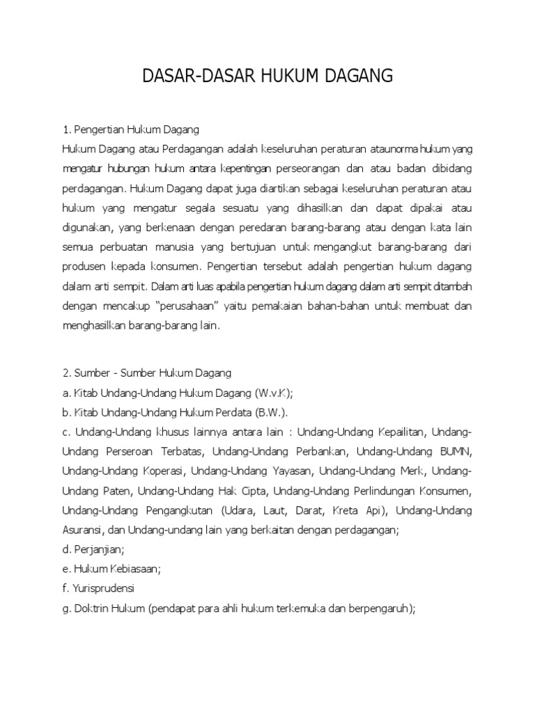 Asas Asas Hukum Dagang