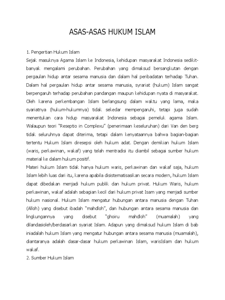 Asas Asas Hukum Islam